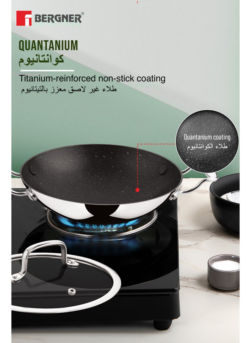 Bergner Argent Samsara 21cm Tri-Ply Stainless Steel Appam Pan with Glass Lid, Non-Stick Appachetty / Chetty Pan, Quantanium Coating, Less Oil Healthy Cooking, Even Heating, Gas & Induction Compatible - Image 5